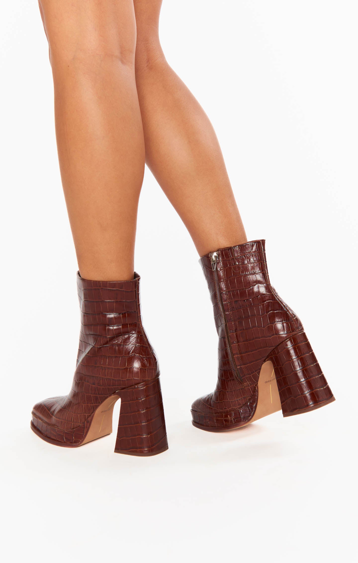 Dolce Vita Lochly Platform Bootie Women's Ankle Boots - Walnut Brown Leather for Fall & Winter Fashion, Comfortable Heels for Casual Outfits & Office Wear