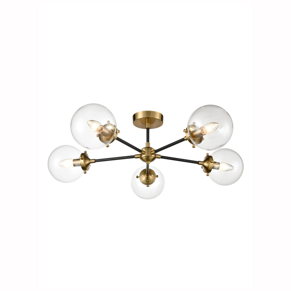 3/5Lt Ceiling Flush Light Fixture - Black & Gold Finish for Modern Living Room, Bedroom, or Dining Room Lighting