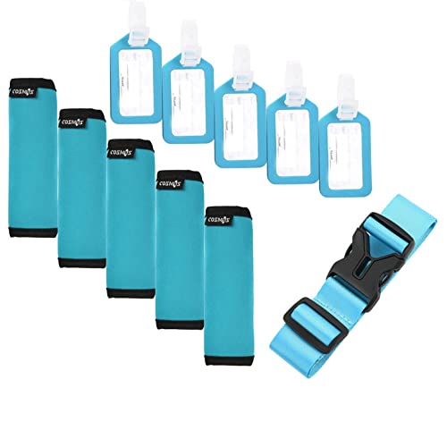 5 Aqua Blue Wraps + 5 Light Blue Tags + Light Blue Strap