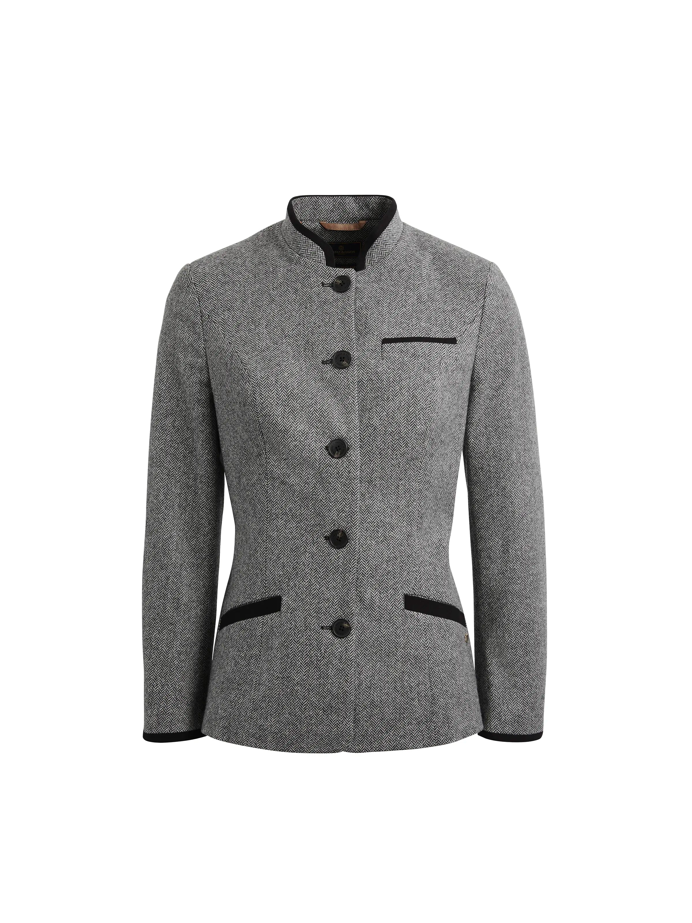 Madeline Jacket - Monochrome Herringbone Women's Coat | Classic Tweed Blazer for Office, Dating & Fall Fashion
