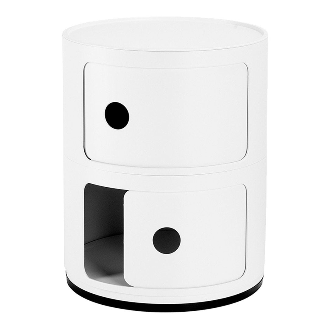 Componibili Round 2-Door Storage Tower - Modern Modular Cabinet for Bedroom, Living Room & Office Organization