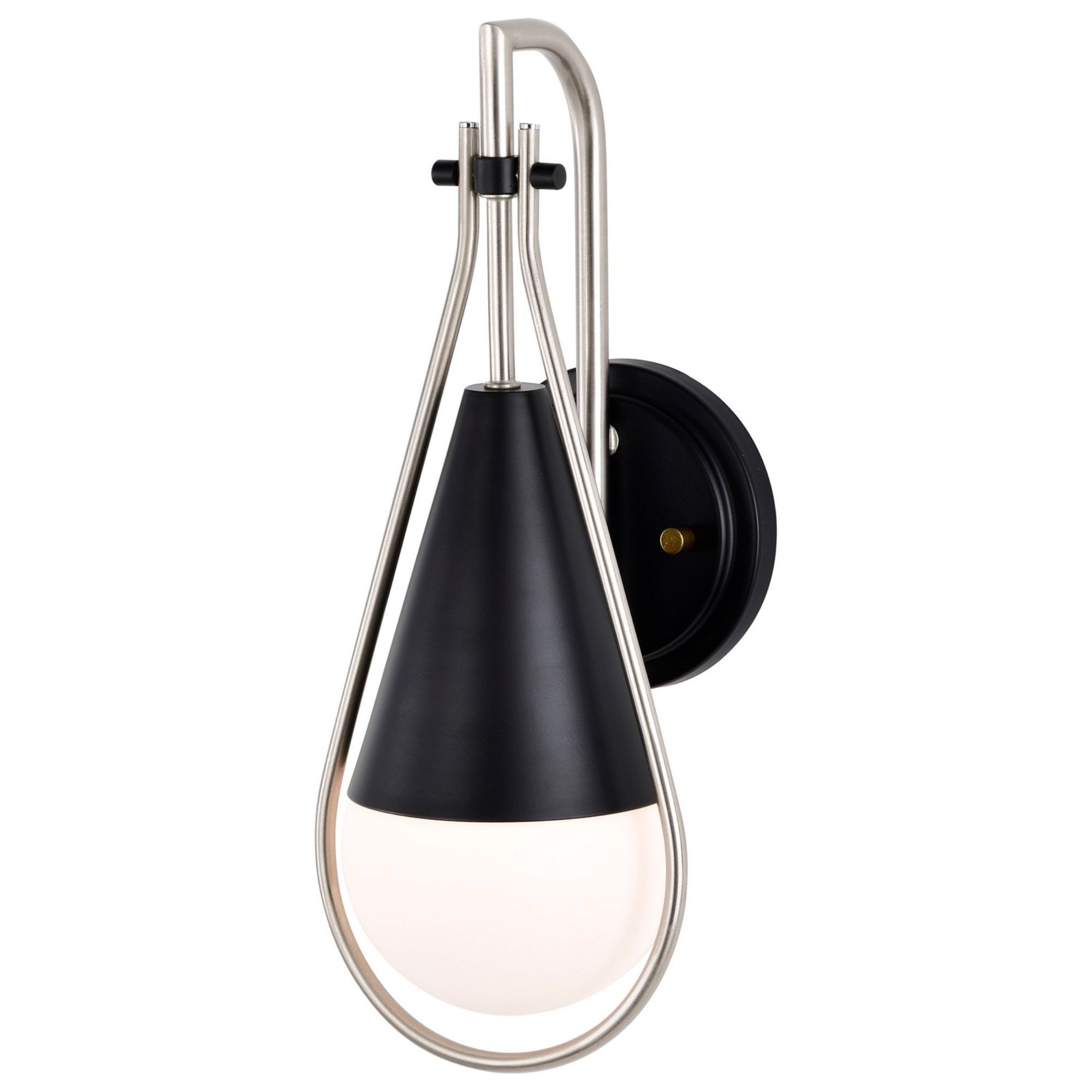 Admiral 15 Inch Wall Sconce Light Fixture - Matte Black & Brushed Nickel Finish - Modern Indoor/Outdoor Wall Lighting for Bedroom, Hallway, Porch, and Patio