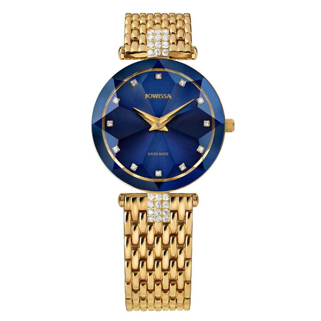 Jowissa Facet Strass Swiss Quartz Women's Watch - 29.5mm Case & 15mm Band - Elegant Dress Watch for Business, Parties & Special Occasions