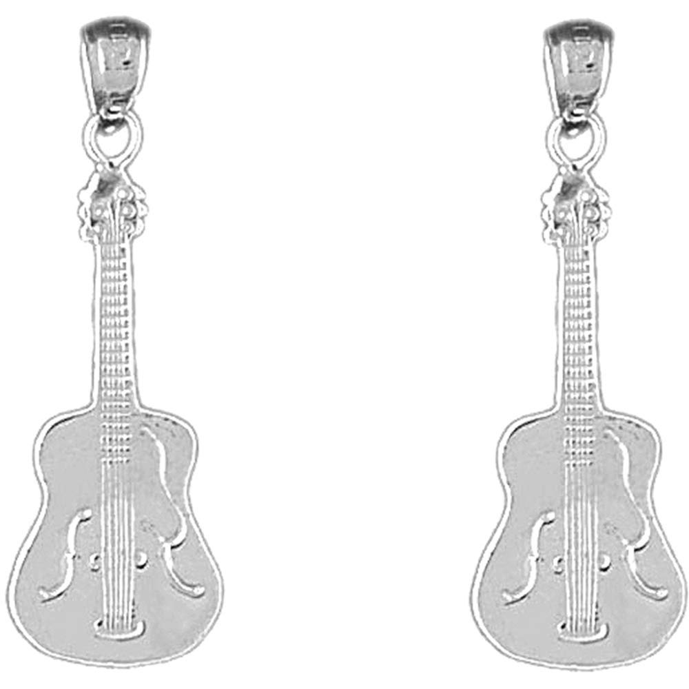 Handmade Sterling Silver Acoustic Guitar Lever Back Earrings | Musical Jewelry for Women | USA Made | Perfect for Concerts, Music Festivals & Gift Giving
