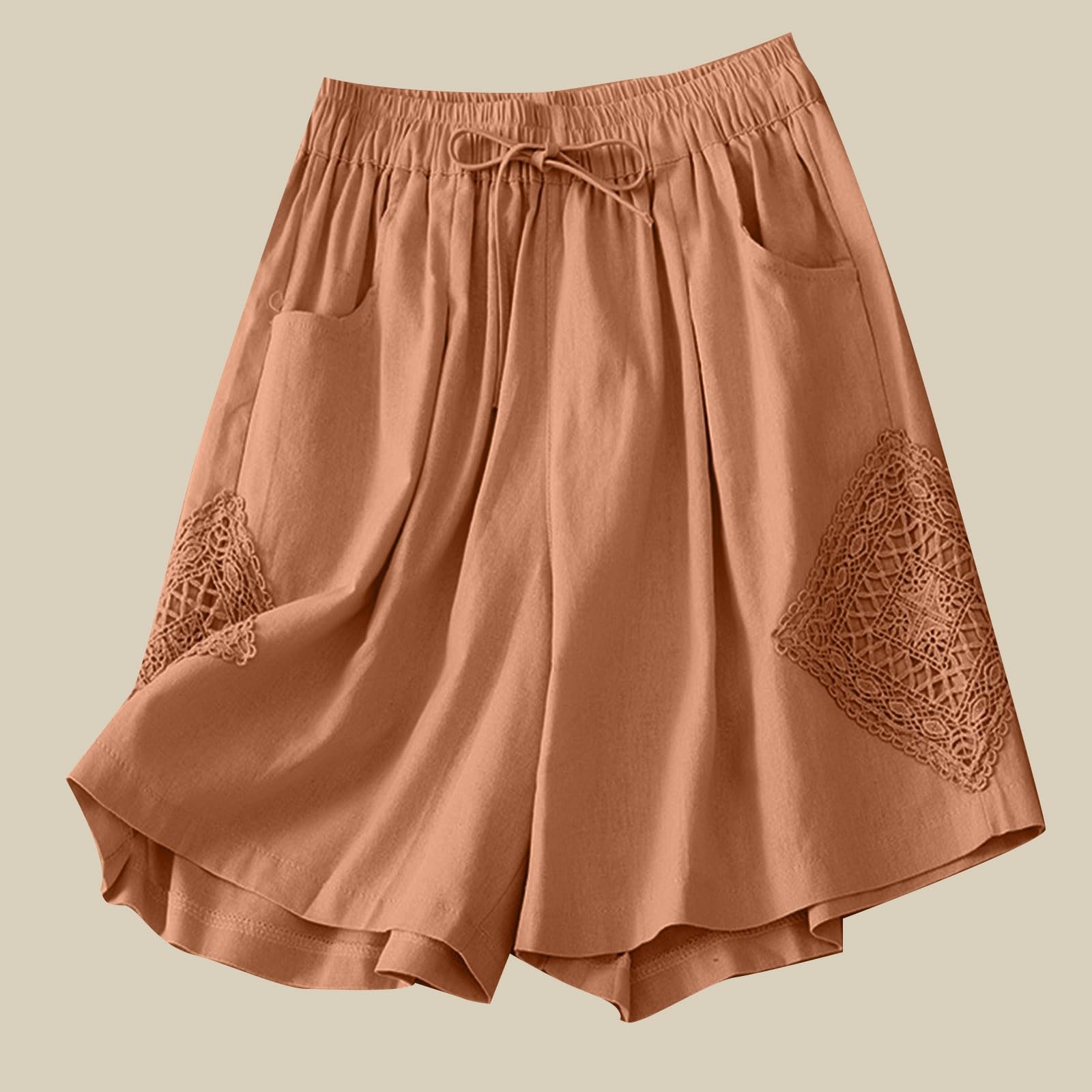 Women's Cotton Linen Shorts with Pockets - Summer Casual Lounge Wear for Home & Travel