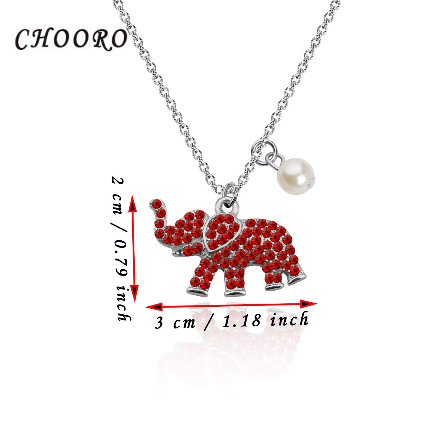 CHOORO Red Elephant Charm Necklace - Greek Sorority Jewelry Gift for Sisters, Birthday & Graduation - Perfect for Sorority Events, Initiation Ceremonies & Sisterhood Bonding