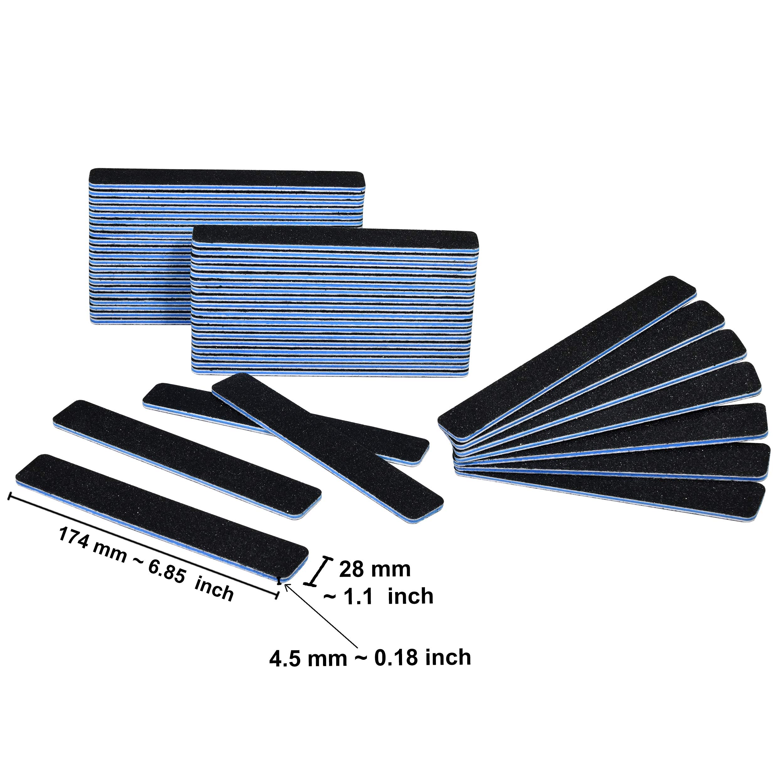 50 PCS Jumbo Black Nail Files for Acrylic Nails - 60/60 Grit Emery Boards - Professional Manicure & Pedicure Tools for Salon & Home Use
