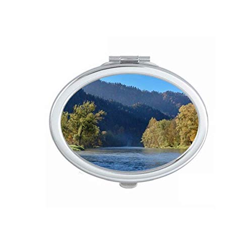 DIYthinker Portable Foldable Double-Sided Makeup Mirror with River Mountain Forest Reflection Design - Perfect for Travel, Home Vanity & Professional Makeup Artists