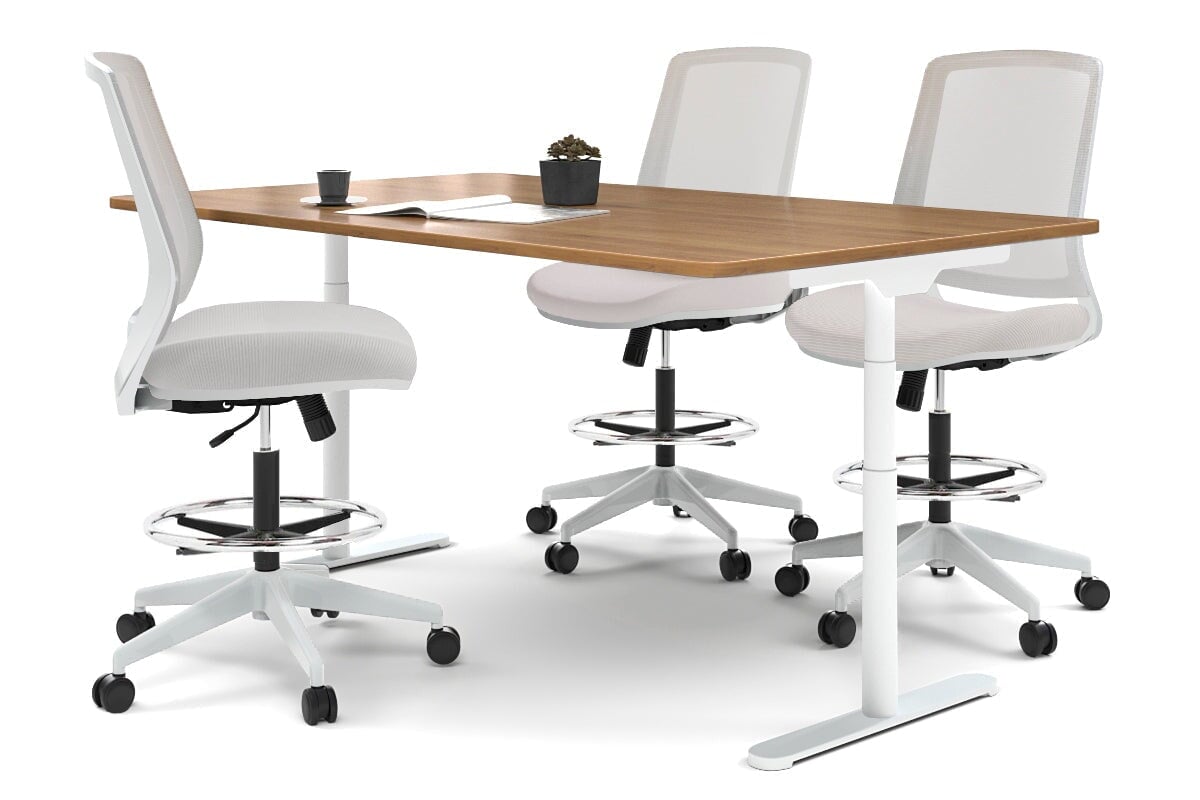 Flexi Premium Adjustable Height Sit Stand Meeting Table - Ergonomic Office Desk for Home & Workspace - Perfect for Video Calls, Team Meetings & Remote Work
