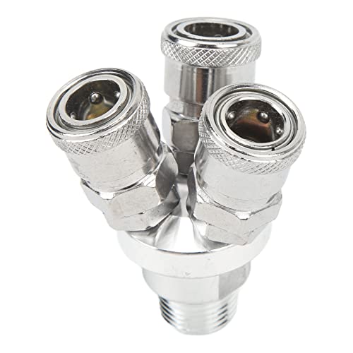 3-Way Universal Quick Coupler - Carbon Steel Chrome Plated Swivel Air Compressor Fittings - Quick Connect Accessories for Air Tools, Pneumatic Systems & DIY Projects
