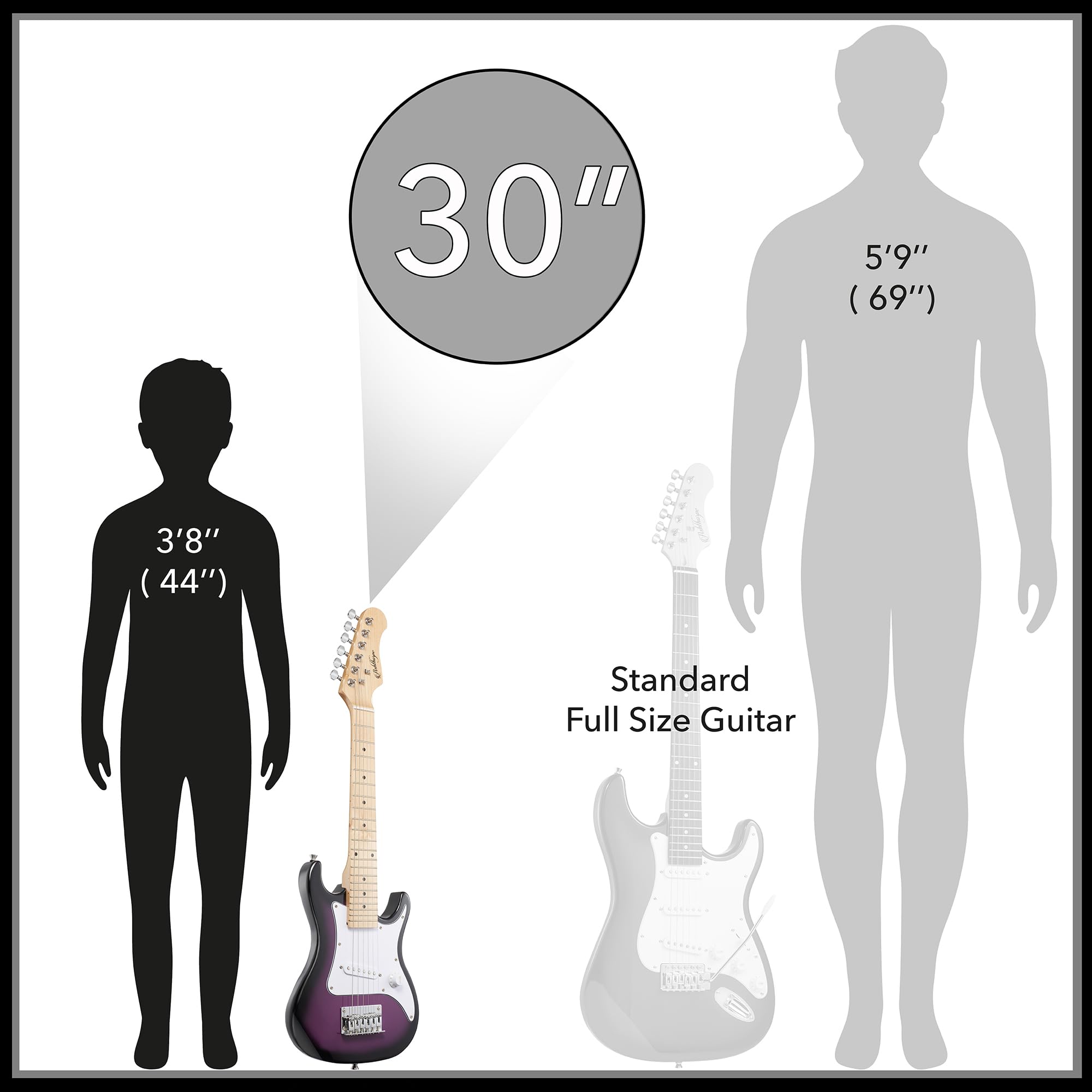 Ashthorpe 30-inch Purple Electric Guitar Starter Kit with 10W Amplifier, Gig Bag, Strings, Strap & Picks - Perfect for Beginners, Practice & Home Performances