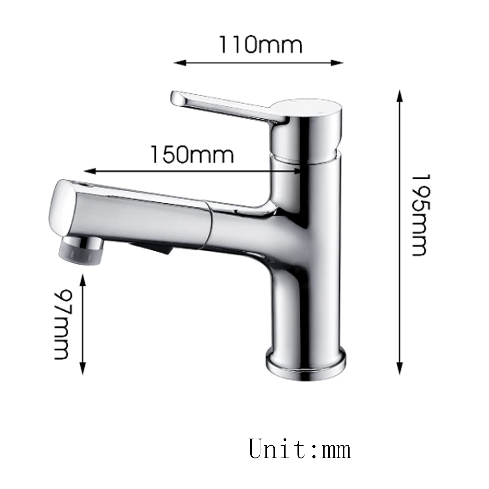Single Handle Bathroom Sink Faucet with Pull Down Sprayer - Chrome Vanity Faucet for Hot & Cold Water - Perfect for Vessel Sinks, Lavatories, and Modern Bathroom Renovations