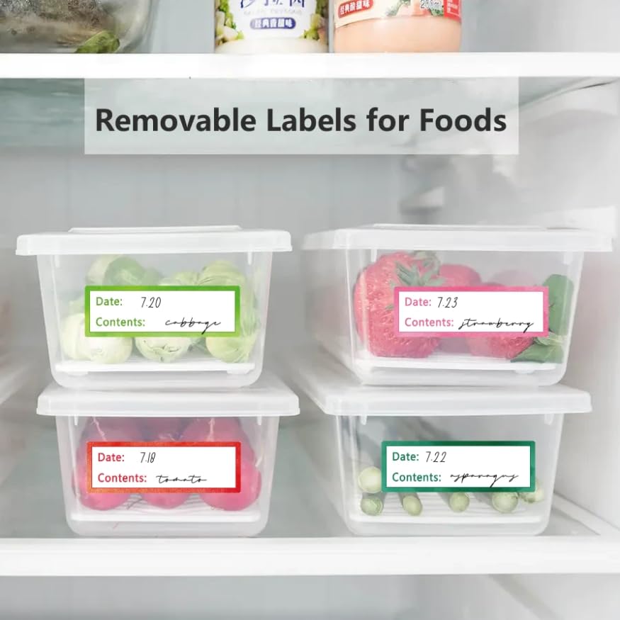 8 Colors Removable Freezer Labels - 1 x 3 Inch Food Container Labels (300 Pcs) - Pantry & Bottle Organizer Stickers for Kitchen Storage & Meal Prep