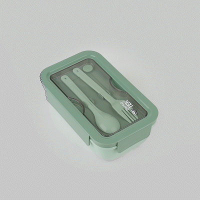 Bento Tek 29 oz Green Lunch Box - BPA Free, Microwave Safe, Leak-Proof Food Container with Fork & Spoon - 7.75