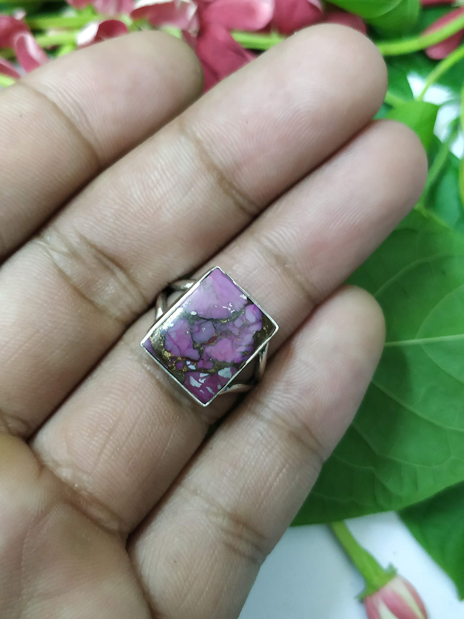 925 Sterling Silver Purple Copper Turquoise Ring - December Birthstone Jewelry, Handmade Boho Gypsy Style Ring for Women    Perfect for Weddings, Bridesmaid Gifts, Promise Rings & Gothic Fashion Accessories