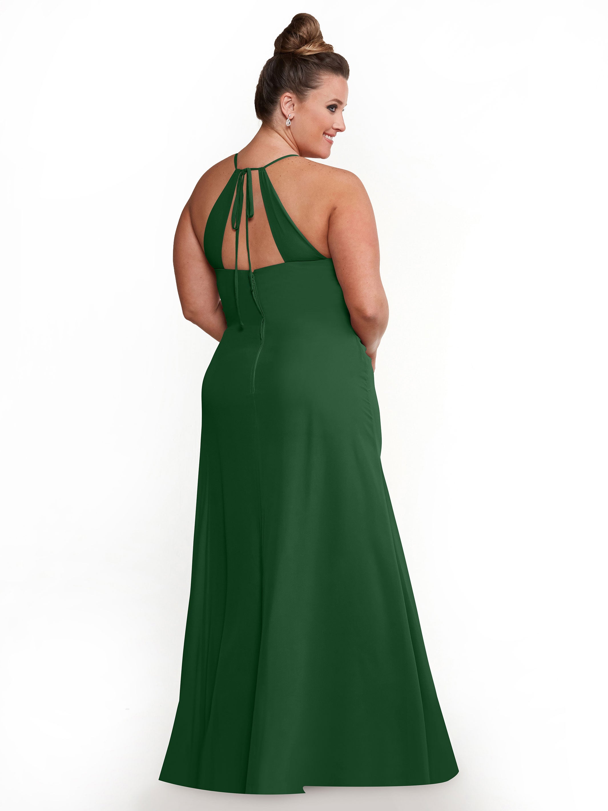 Elegant A-Line Chiffon Bridesmaid Dress with Keyhole Halter Neckline - Perfect for Weddings, Formal Events & Special Occasions