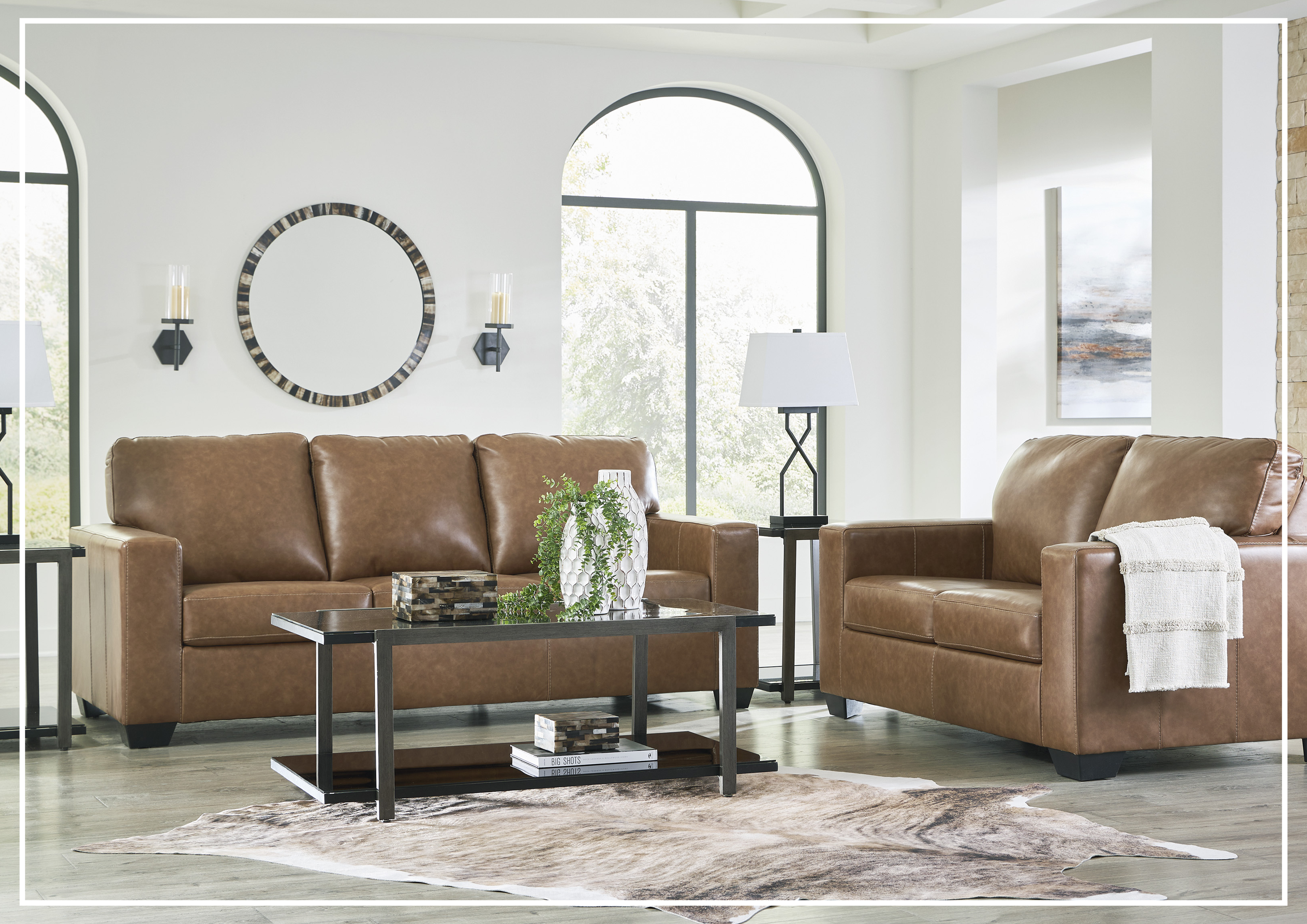 Gio Italia Bella 3-Seater Genuine Leather Sofa in Caramel Brown - Luxury Living Room Furniture for Modern Home & Office Decor