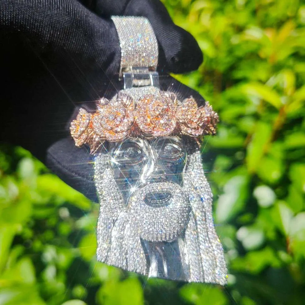 Rose Gold Jesus Cross Iced Out Pendant Necklace for Women - Elegant Religious Jewelry Gift for Baptism, Confirmation & Everyday Wear