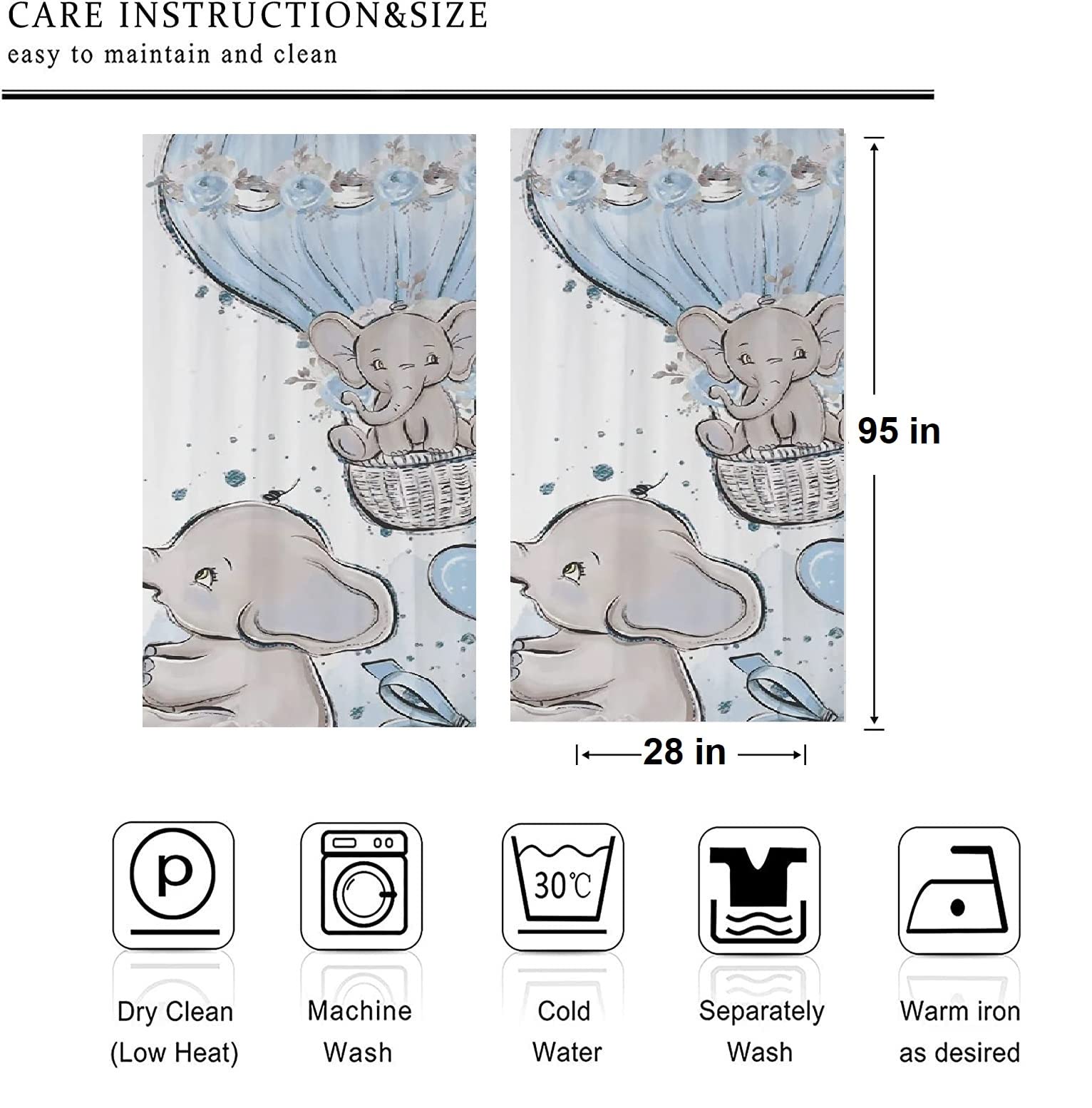 Adorable Elephant & Balloon Nursery Curtains for Baby Boy Room - 28