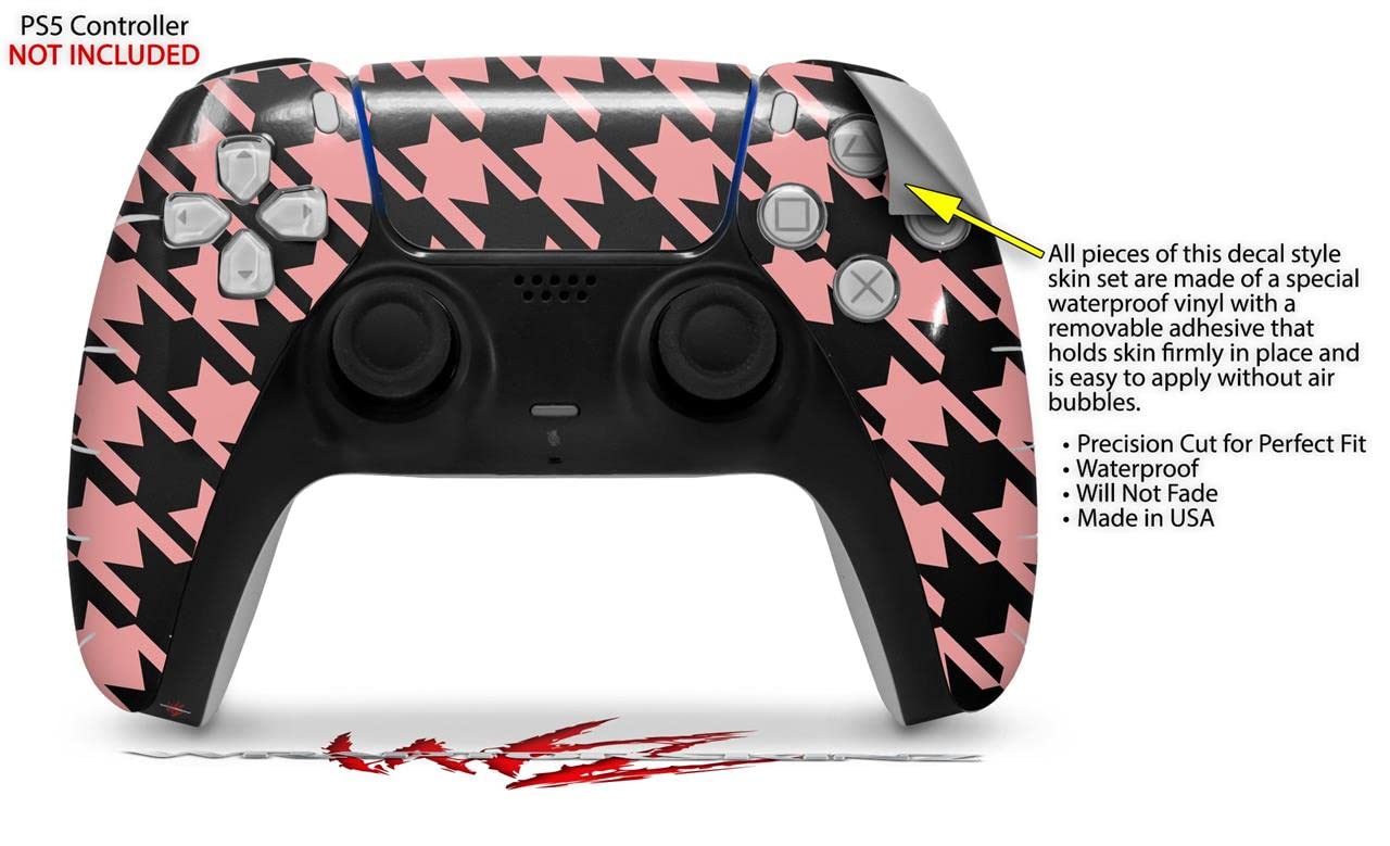 PS5 DualSense Controller Skin Wrap - Houndstooth Pink for Gaming Protection