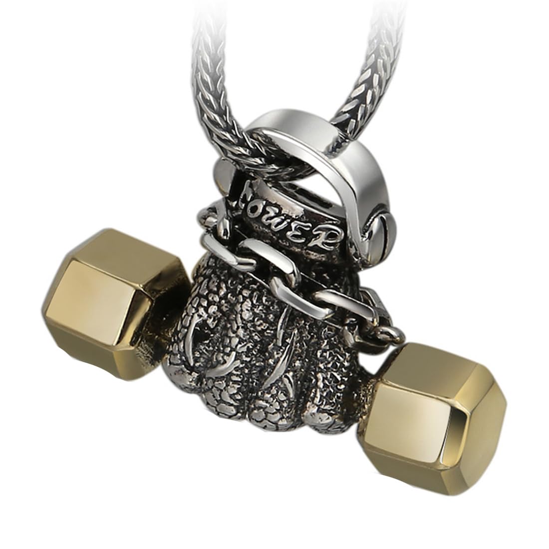Men's Sterling Silver Dumbbell Pendant Necklace - S925 Real Silver Workout Jewelry for Gym Enthusiasts | Perfect Gift for Fitness Lovers & Weightlifters
