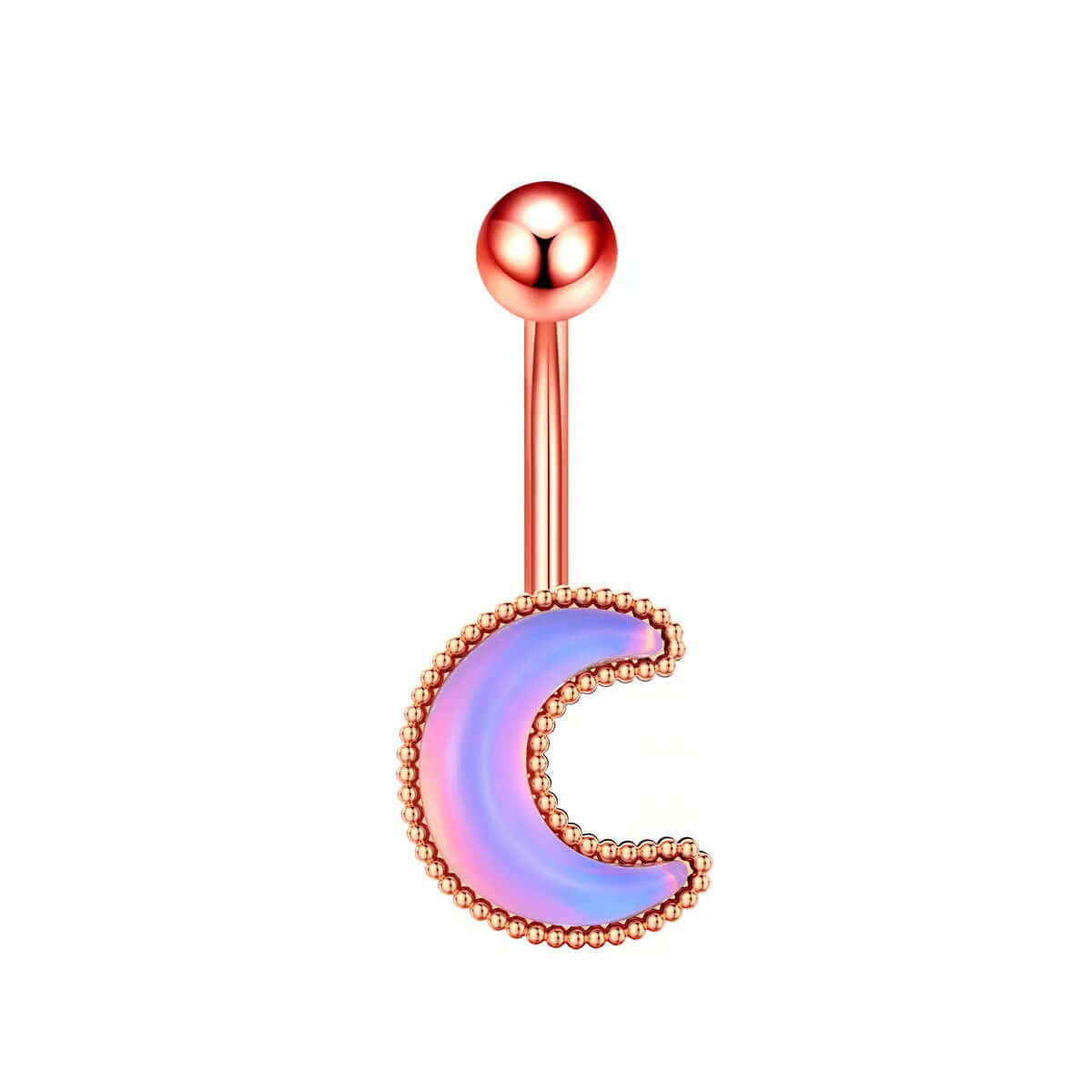 Glow in the Dark Belly Button Rings - Moon Star Design | Body Jewelry for Women | Perfect for Night Parties, Raves & Unique Fashion Looks