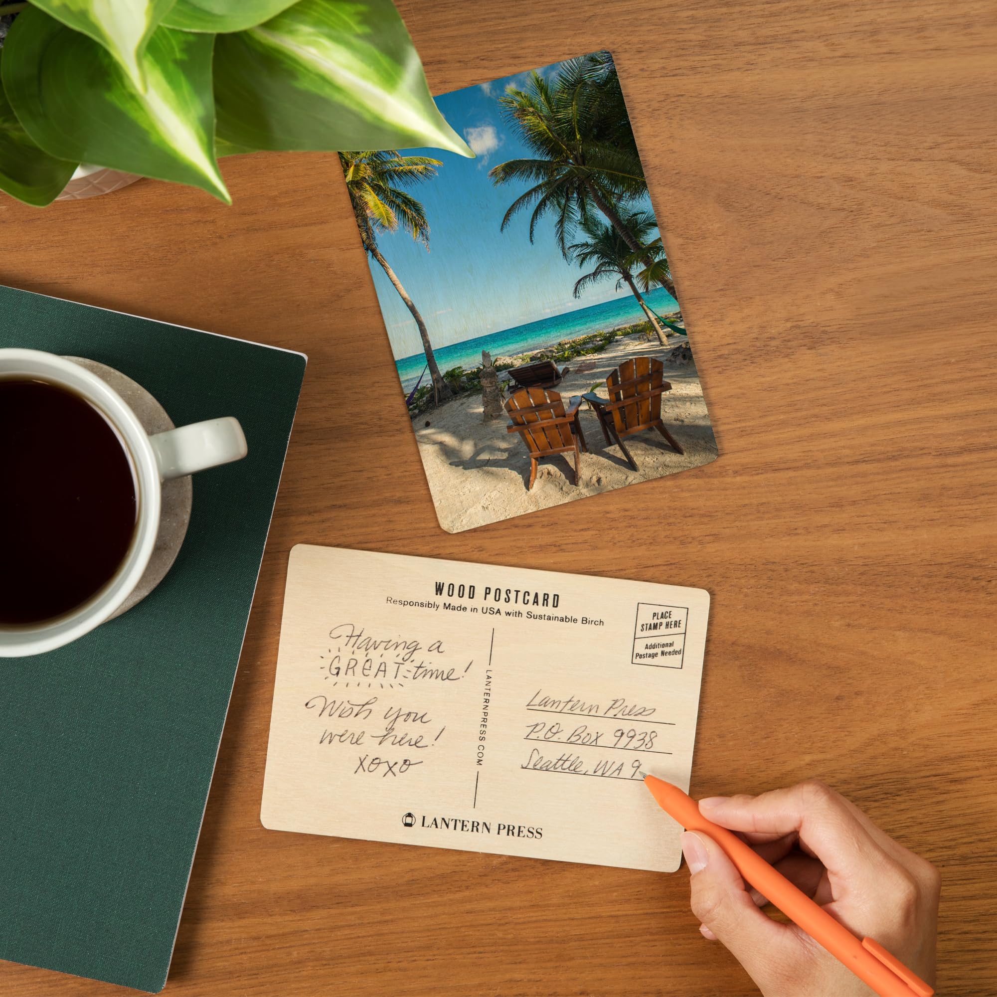 4x6 Birch Wood Postcards - Beach Chairs & Palms Design (2-Pack Stationery Set) for Rustic Home Wall Decor | Perfect for Beach House, Coastal Living Room & Vacation Theme Decorations