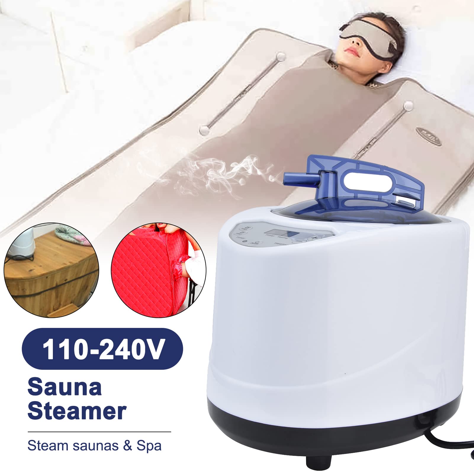 Portable 2.68L Sauna Steamer with Timer - 304 Stainless Steel Steam Generator for Home Spa, Body Relaxation & Detox - Perfect for Shower Steam Therapy, Facial Care and Post-Workout Recovery (EU Plug)