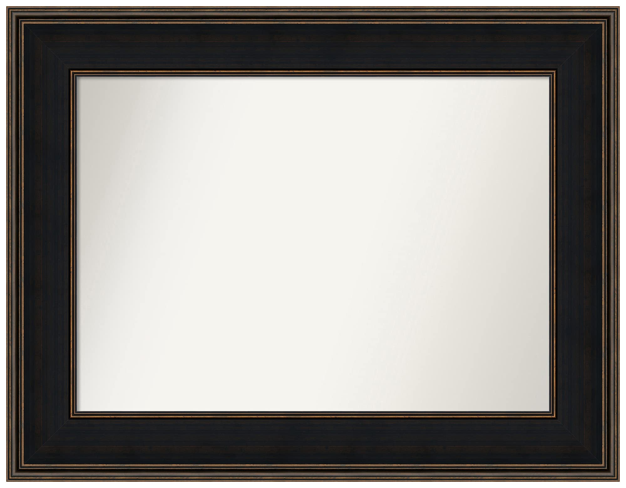 Amanti Art Non-Beveled Custom Wall Mirror - 27.5 x 35.5 Inches, Mezzanine Espresso Frame - Bathroom, Living Room, Bedroom Decor - Black & Brown Finish - Various Custom Sizes Available