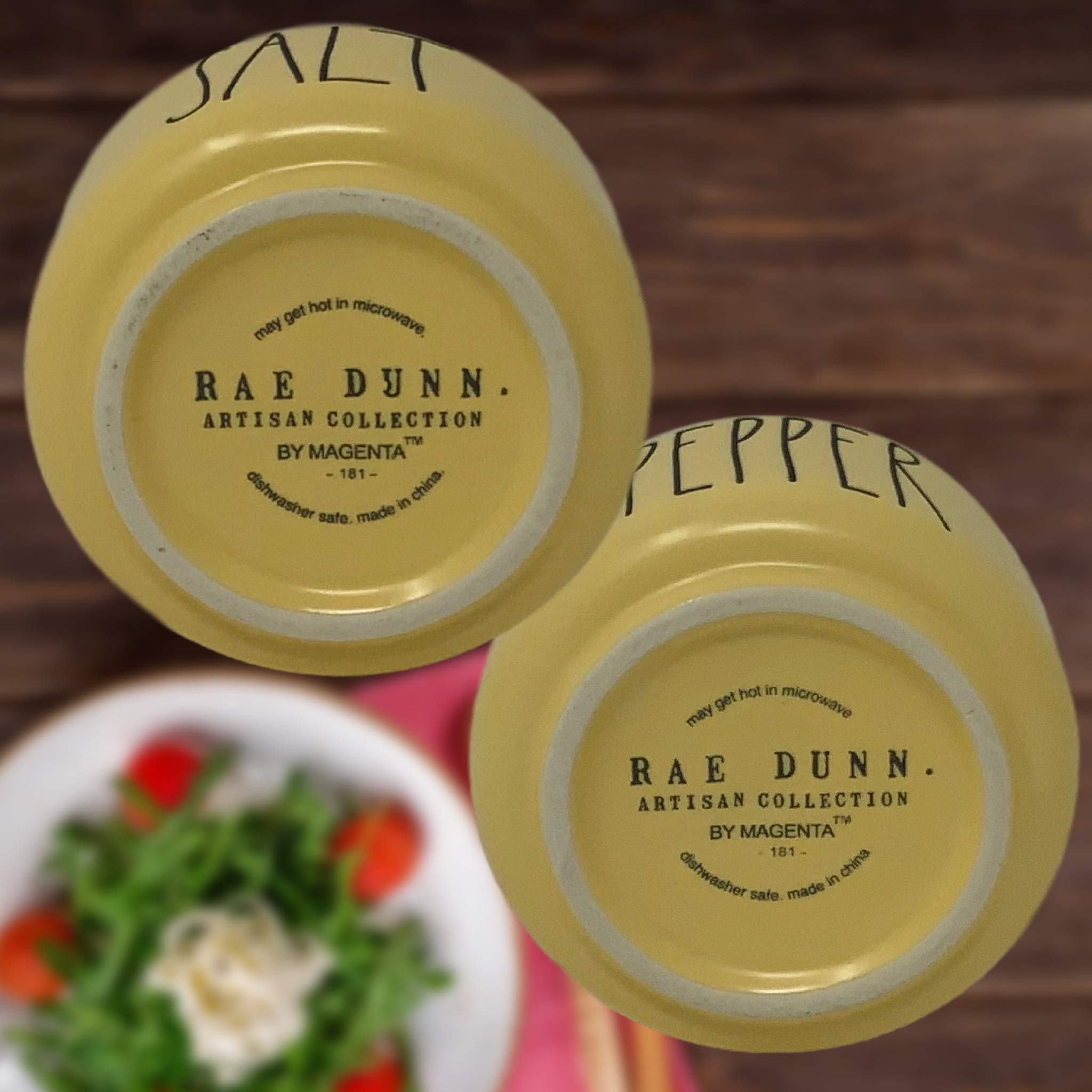 Rae Dunn Pastel Yellow Salt and Pepper Shakers Set of 2 - Stackable Ceramic Condiment Containers with LL Font Letters - Perfect for Kitchen, Dining Table, and Gift Giving