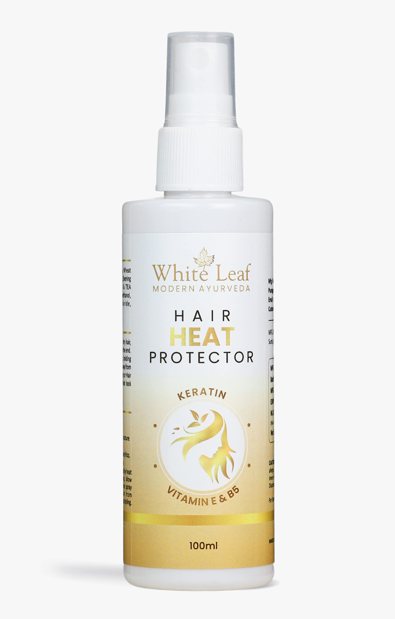 White Leaf Advanced Heat Protectant Spray for Hair Straighteners & Styling - 100ml | Sulfate-Free, Paraben-Free, SLS-Free | Prevents Heat Damage for Smooth, Shiny Hair | Perfect for Daily Styling & Salon Use