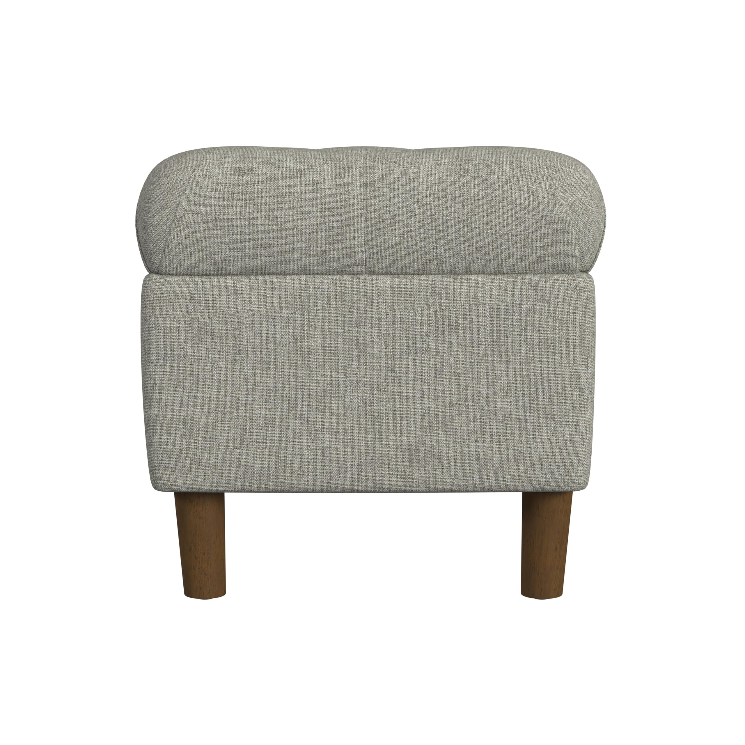HomePop Tufted Ainsley Button Storage Ottoman Bench with Hinged Lid - Gray Woven Upholstered Footrest Stool for Living Room, Bedroom & Entryway - Multi-Functional Seat with Hidden Storage Space for Blankets, Pillows or Toys