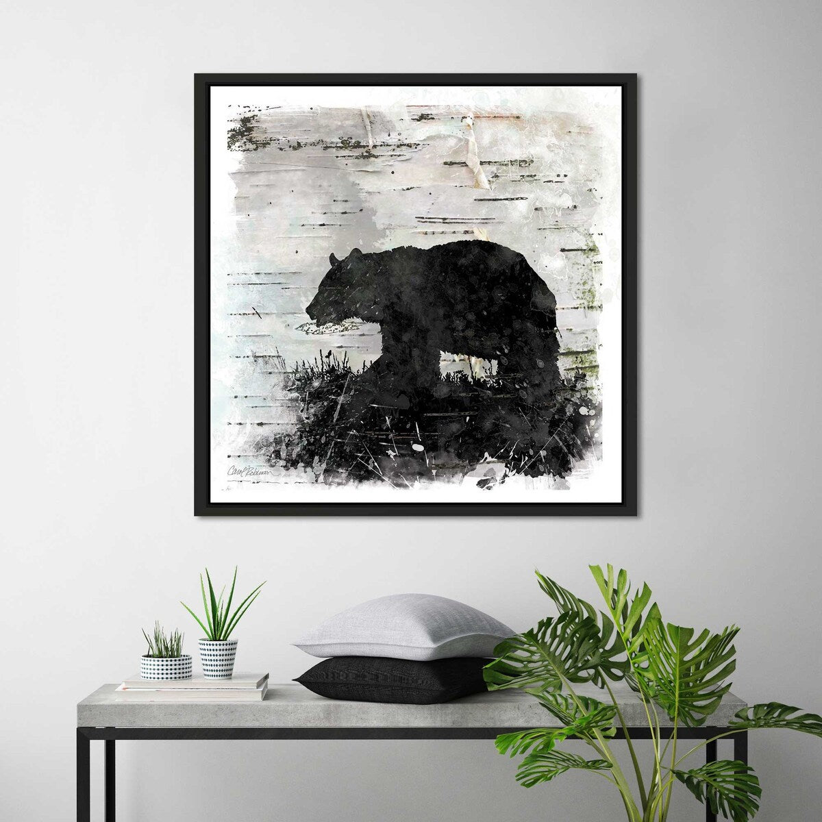 Birchbark Bear by Carol Robinson - Floating Canvas Wall Art Print - Perfect for Living Room, Bedroom & Office Decor