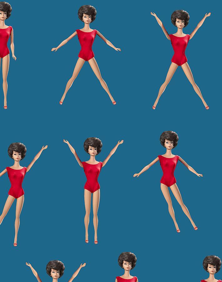 Brunette Barbie™ in Motion Wallpaper - Cadet Blue | Barbie™ Official Wall Decor for Girls' Rooms & Play Areas