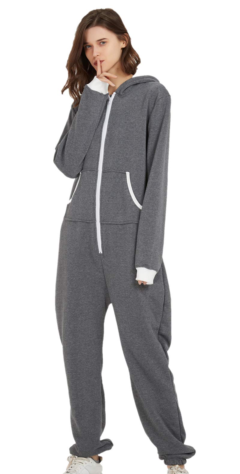 Unisex Hooded Jumpsuit Pajama & Sportswear for Women & Men - Cozy One-Piece Onesie for Lounge, Sleepwear, and Casual Wear