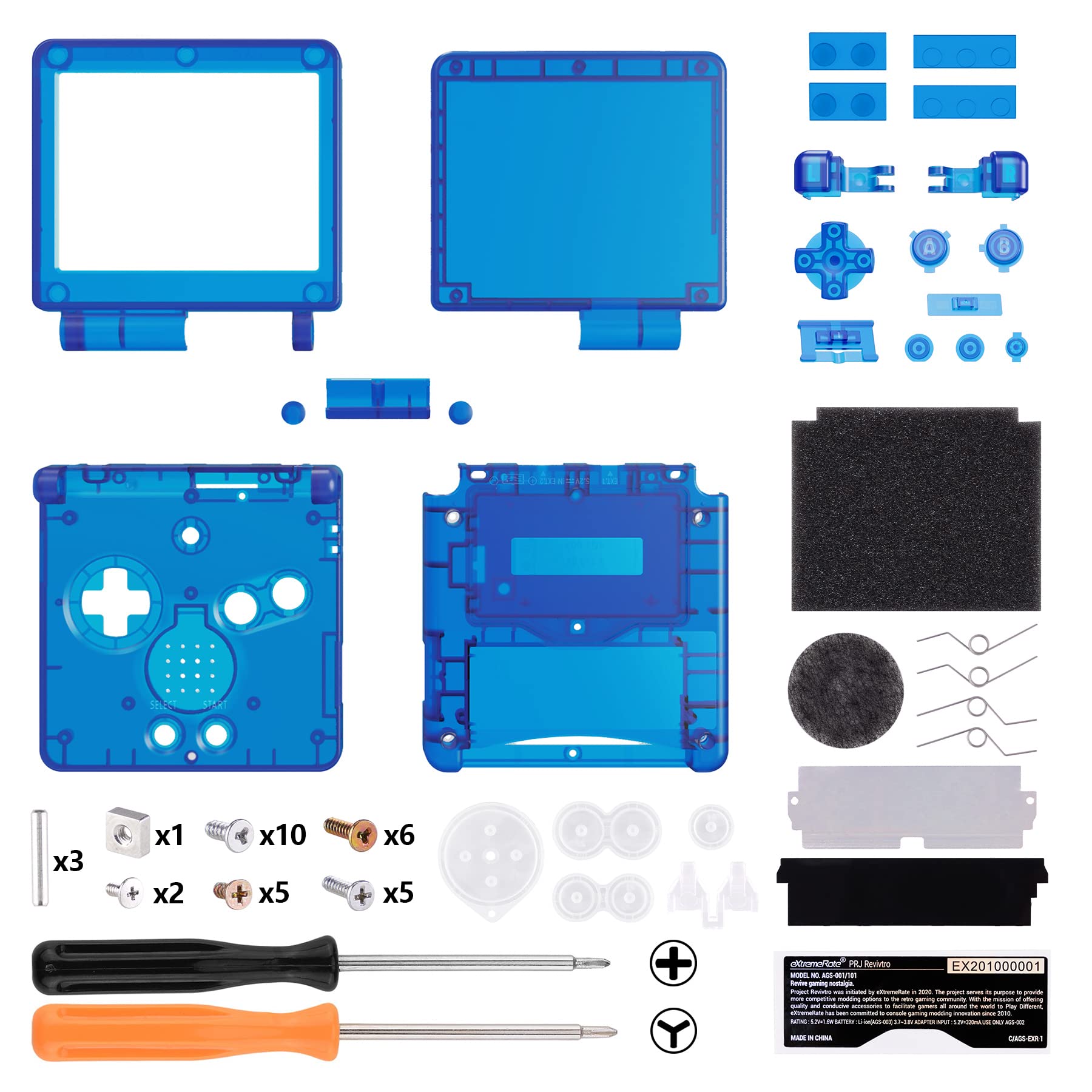 eXtremeRate Clear Blue Replacement Housing Shell for Gameboy Advance SP GBA SP - Compatible with IPS & Standard LCD Screens - DIY Upgrade Kit - Perfect for Gaming Enthusiasts & Retro Console Modding