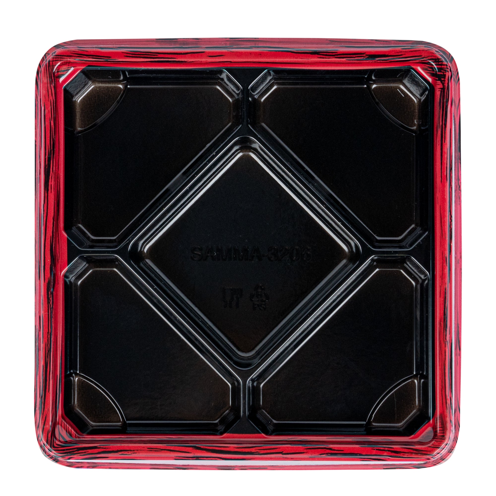 Bento Tek 19 oz Square Red and Black Plastic Bento Box with 5 Compartments | 8.5