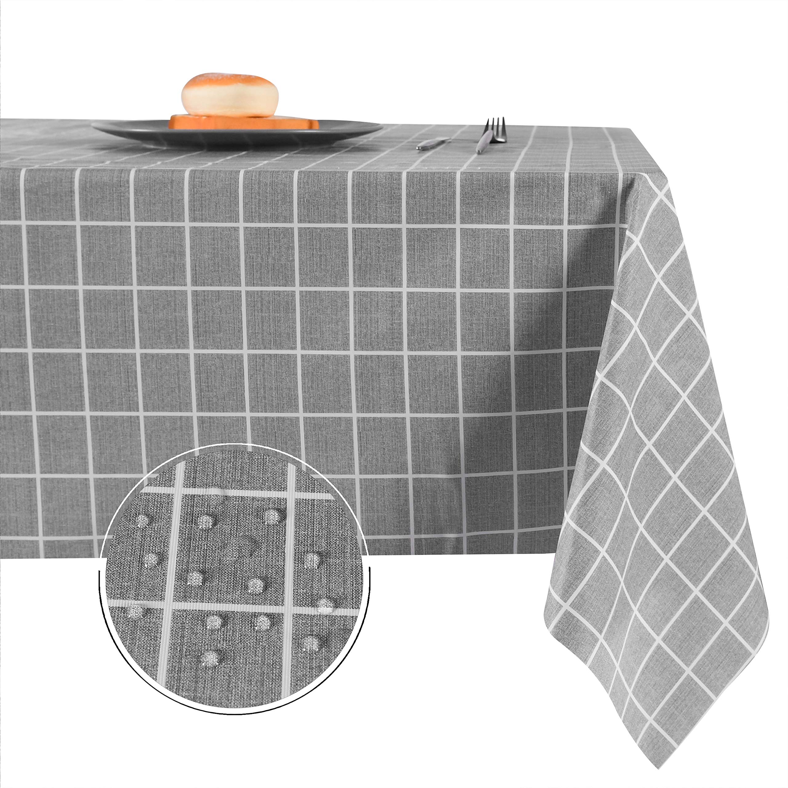 100% Waterproof PVC Tablecloth - Oil & Spill Proof Vinyl Table Cover for Indoor & Outdoor Use - Easy to Clean Rectangle Tablecloth (Grey, 54x120 Inch) - Perfect for Picnics, BBQs, Parties & Everyday Dining