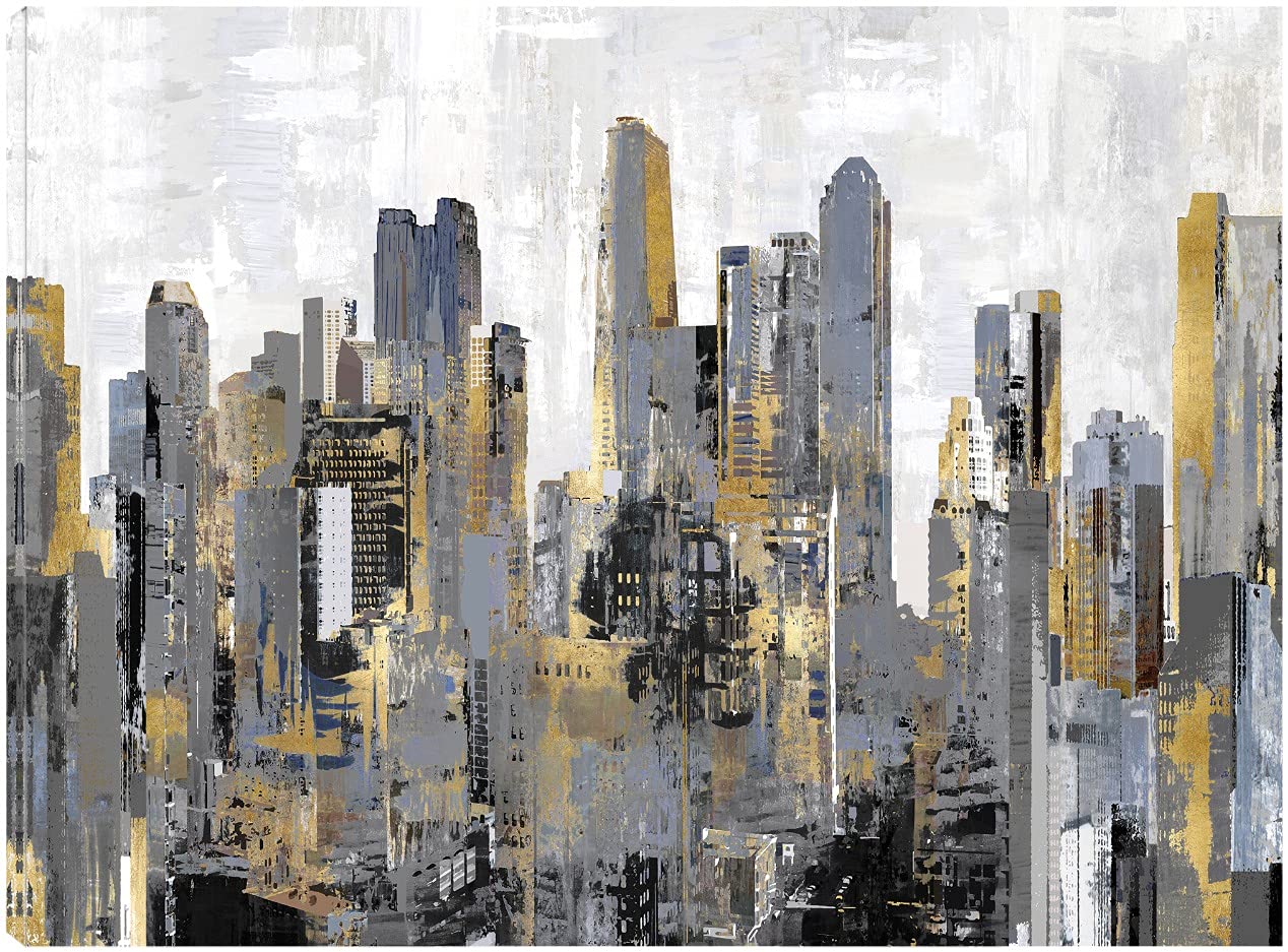 Paul Duncan Urbana Canvas Wall Art - 46x35 Inch Ready to Hang Fine Art Print for Living Room, Bedroom, Office Decor - Modern Home & Office Wall Decor for Bathroom, Kitchen, Bar, Dining & Guest Room