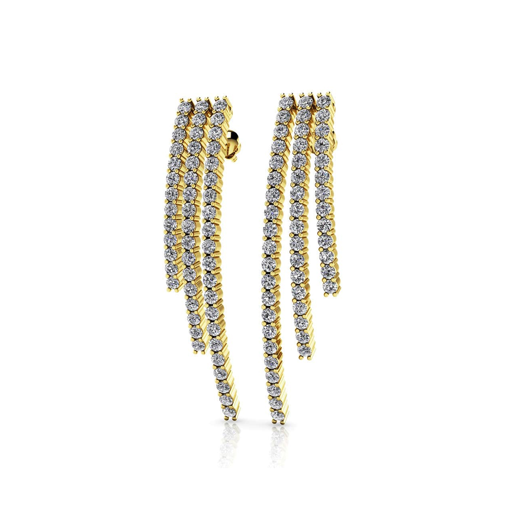 2.0 CTW Triple Strand Diamond Drop Earrings for Women - Elegant Dangling Earrings for Weddings, Parties & Special Occasions