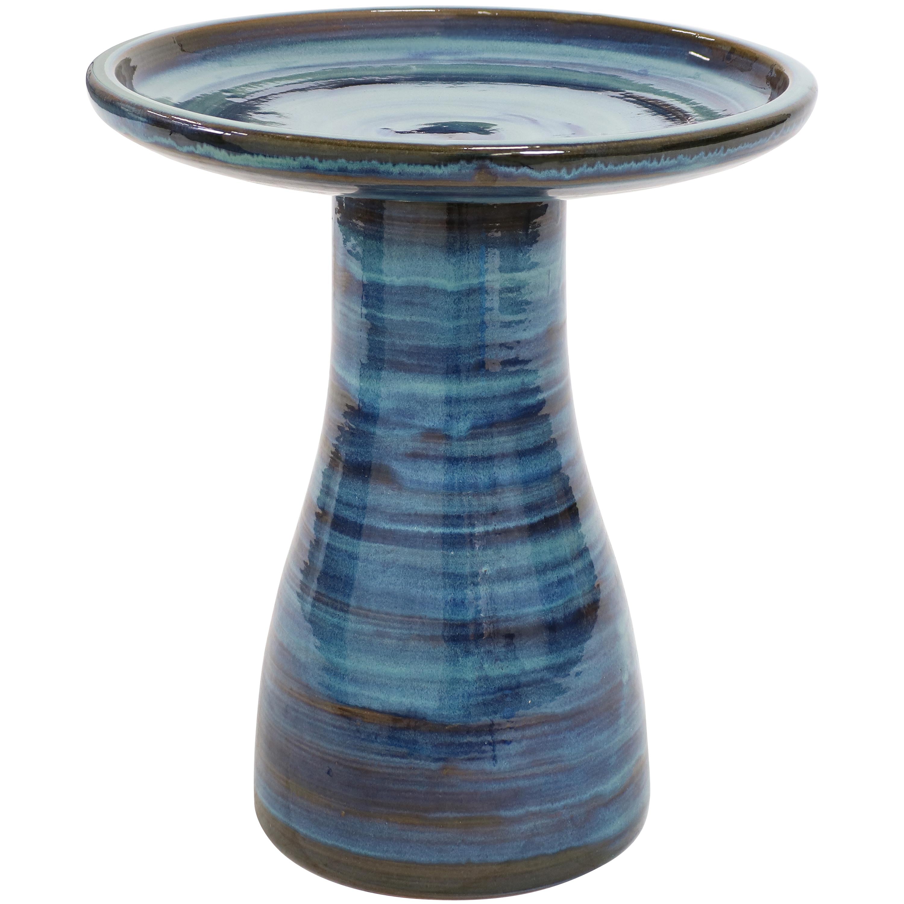 Sunnydaze 18 Inch Glazed Ceramic Outdoor Bird Bath - Garden Decor for Attracting Birds & Enhancing Outdoor Spaces