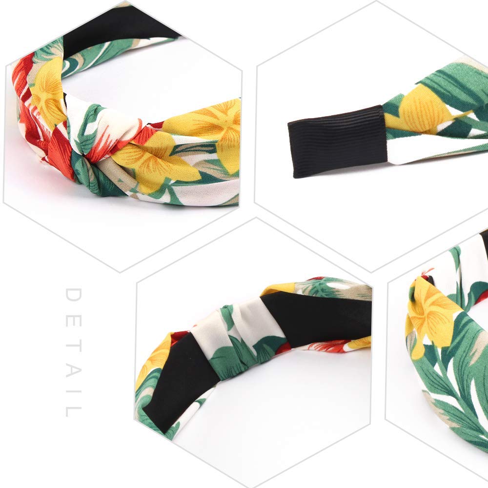 TOBATOBA 10 Pack Floral Knotted Headbands for Women - Non-Slip Wide Bow Knot & Turban Headbands - Fashion Hair Accessories for Work, Yoga, and Everyday Wear