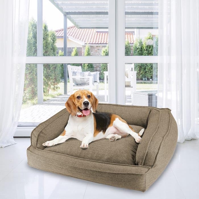 **Arlee Memory Foam Dog Bed for Large & XL Dogs - Supportive Cuddler Sofa Style Pet Bed with Durable Fabric - Perfect for Living Room & Bedroom - Walnut (Large) - Ideal for Relaxation & Joint Support**