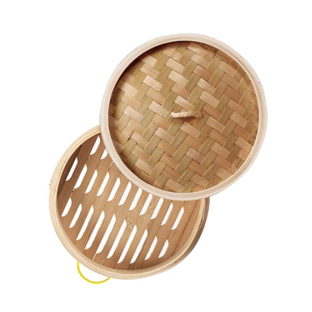 Cabilock 2-Piece Bamboo Steamer Set - Natural Wood Food Steamer Basket for Dumplings, Buns & Vegetables | Perfect for Asian Cooking, Dim Sum & Healthy Meal Prep