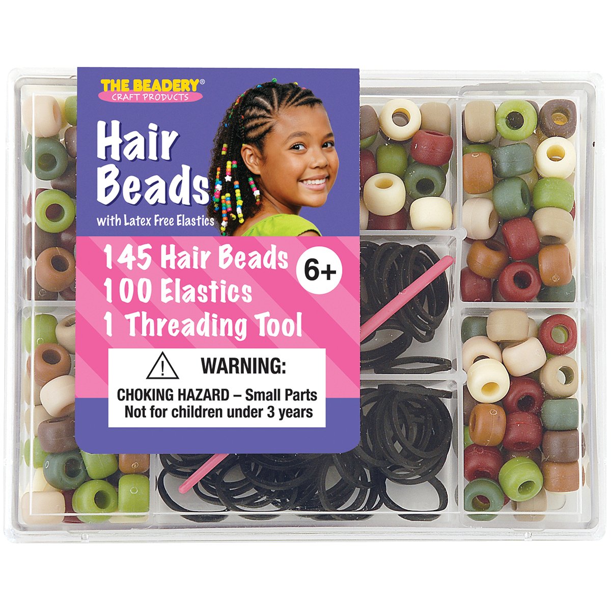 The Beadery Camo Hair Beads Kit - 100pcs DIY Hair Accessories for Braids & Dreadlocks - Perfect for Festival, Cosplay & Boho Style (Green & Black)