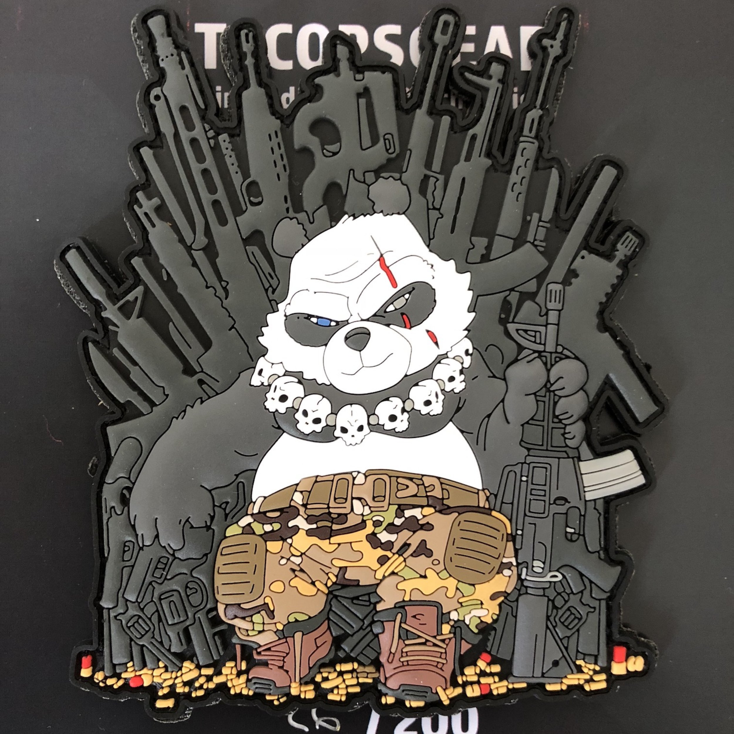 Panda on Throne War - Game of Guns Edition Embroidered Patch by HIWEZ | Collectible Badge for Jackets, Hats & Backpacks | Perfect for Cosplay, Gaming Fans & Military Style Enthusiasts