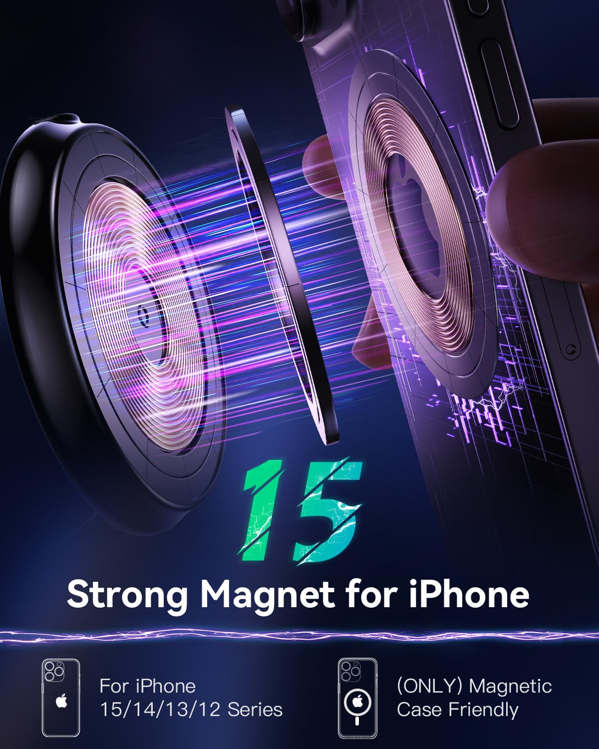 3-in-1 Magnetic Wireless Charging Station for iPhone 15/14/13/12 Series, Apple Watch & AirPods - Foldable Magsafe Charger Stand with Fast Charging | Perfect for Home, Office & Travel (Black)