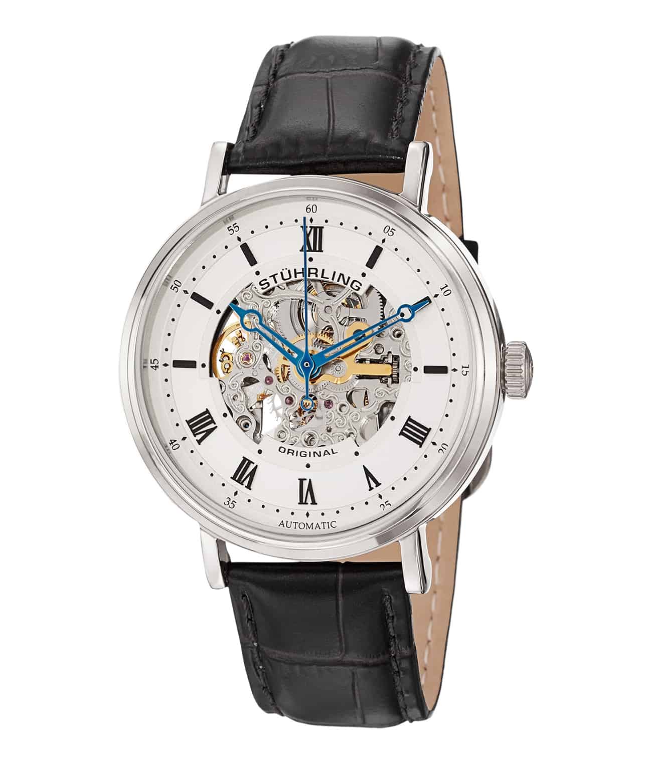 Grey Dial / Rose Case / Black Leather Strap Rose Gold Layered Tang Buckle