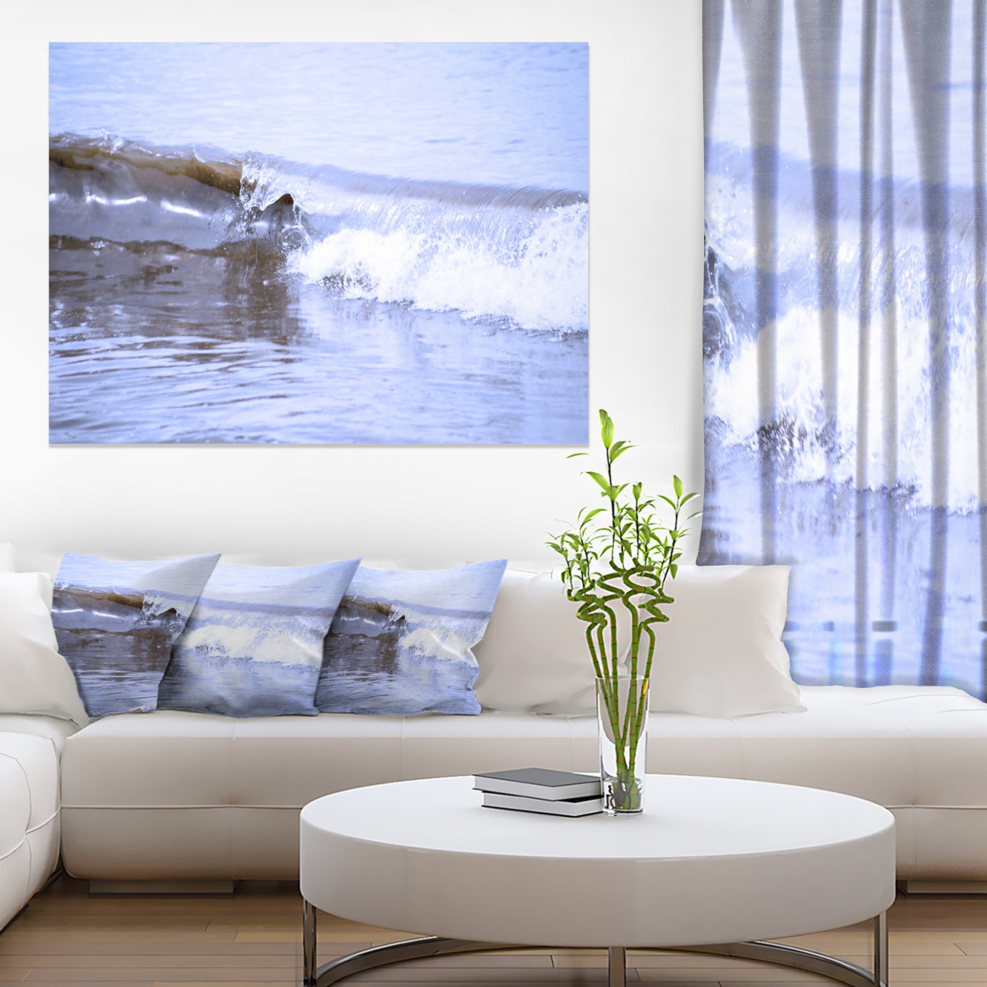 Blue Ocean Waves Beach Canvas Art Print - Coastal Wall Decor for Living Room, Bedroom & Office