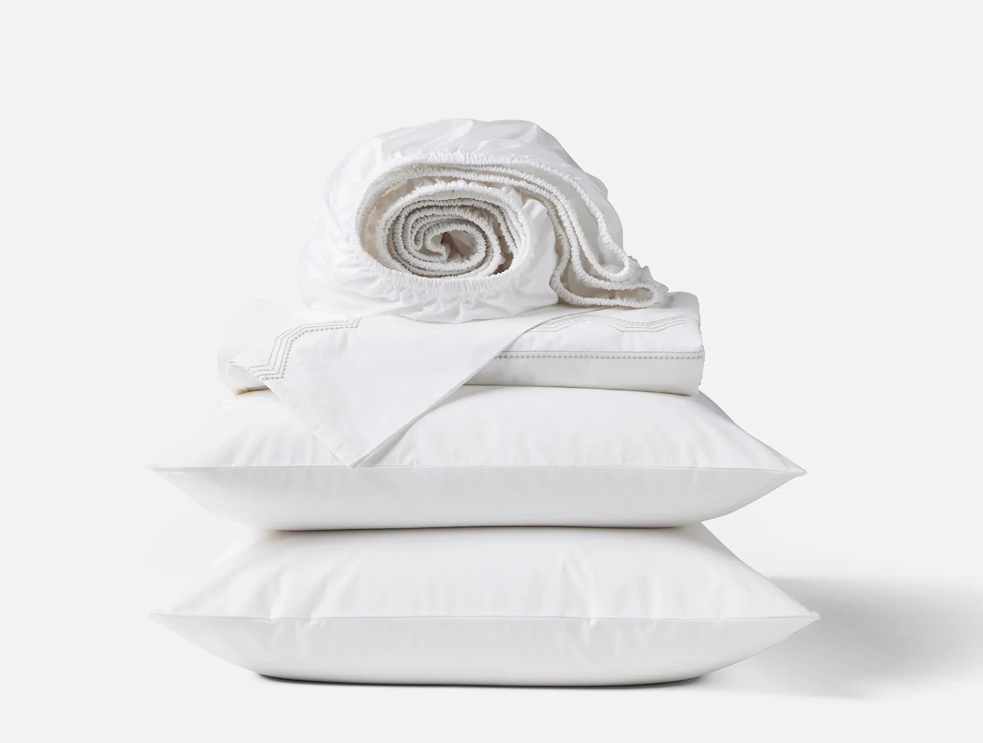 Organic Percale Sheet Set with Elegant Vista Embroidery - Ultra Soft & Breathable Bedding for Luxury Hotels, Guest Rooms & Master Bedrooms